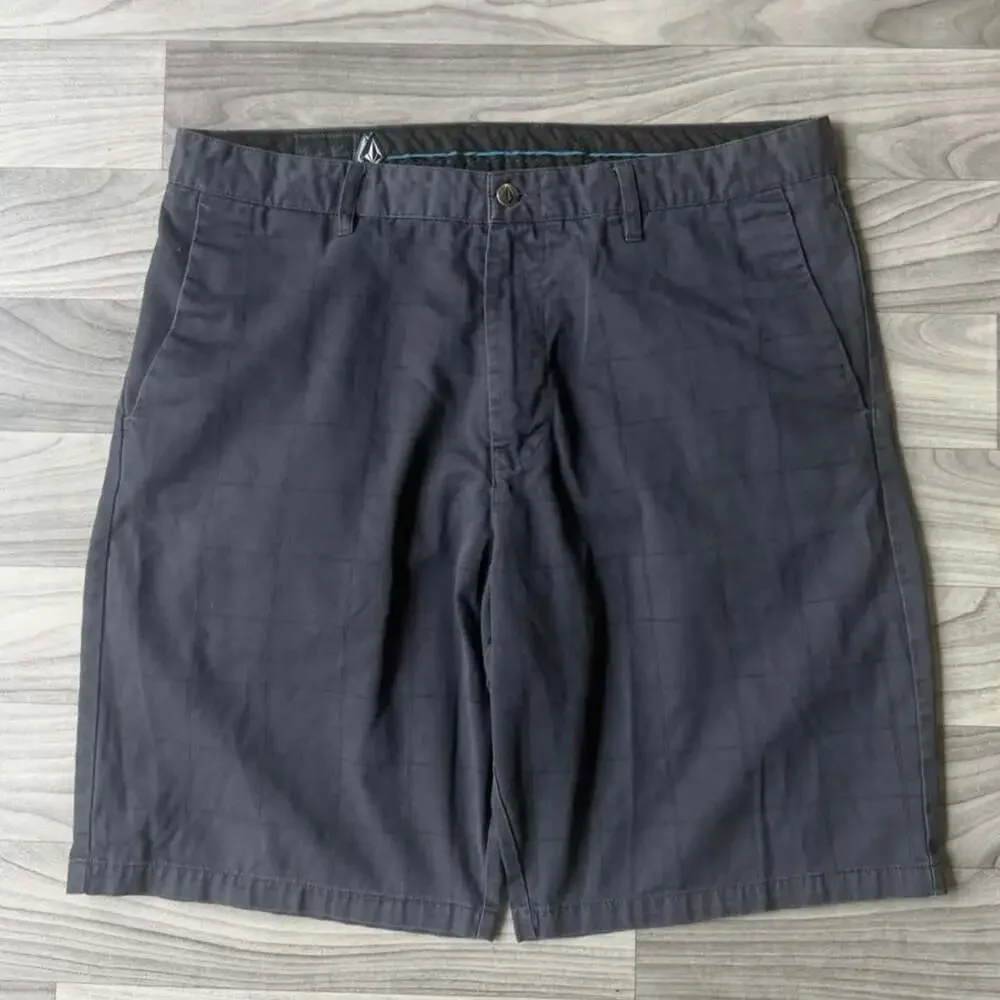 Volcom Class Board Shorts Navy Plaid Mens 38